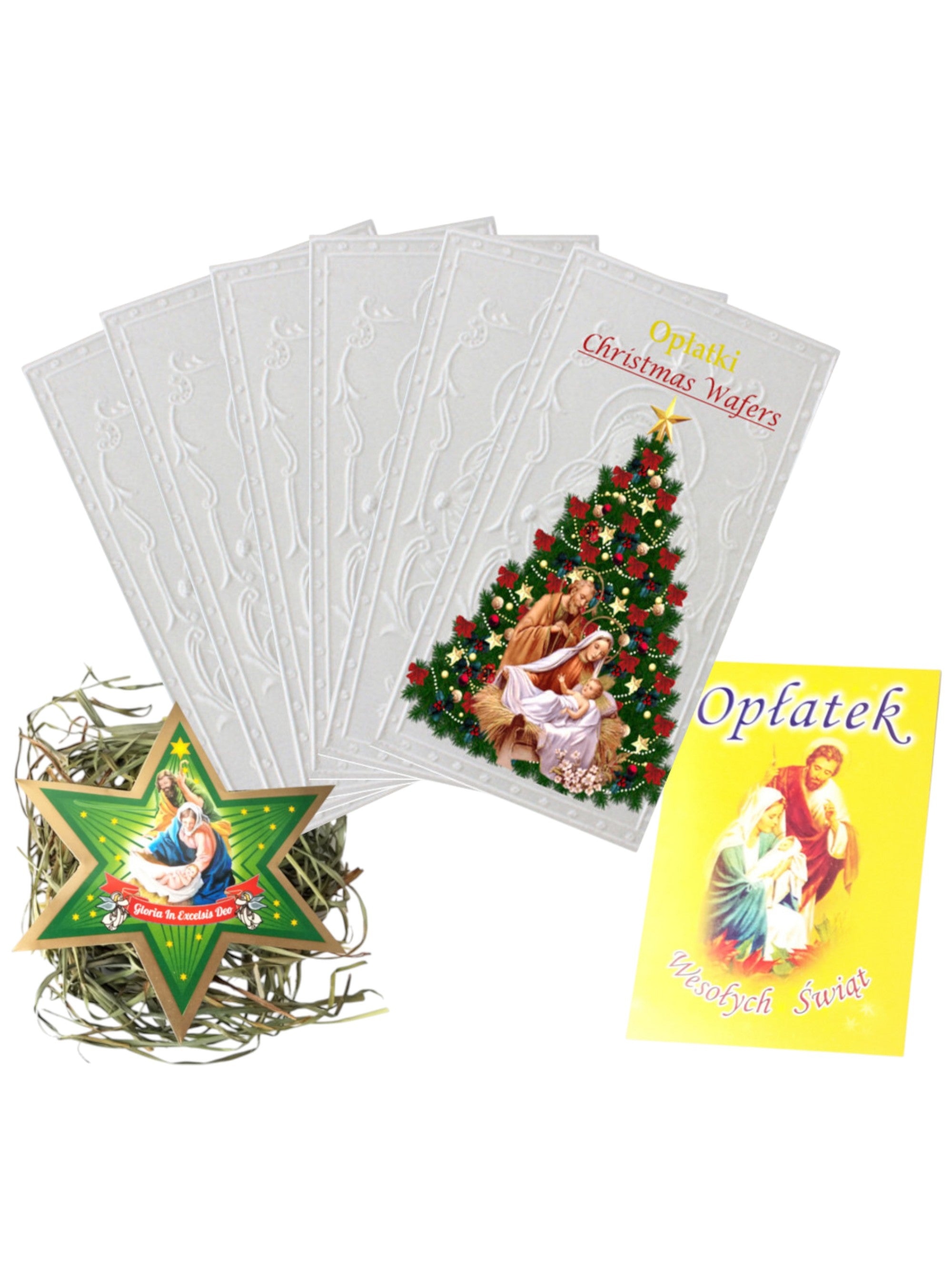 Set of 6 Traditional Christmas Wafers & Hay & Mini Oplatek