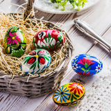 6 Easter Handpainted Wooden Eggs (Pisanki) + 10 Egg Sleeves