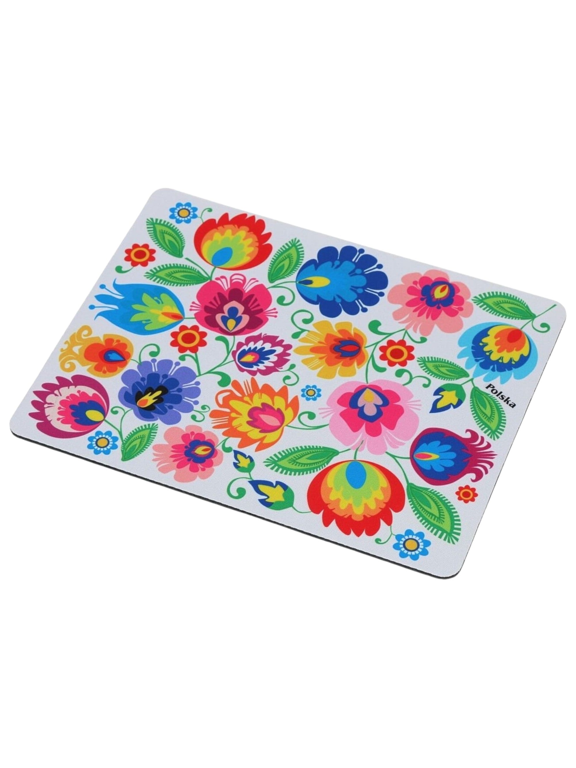 Polish Folk Art XL Rectangular Mouse Pad, Lowicz White