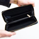 Women's Large Polish Folk Art Zip Around Wallet, Black