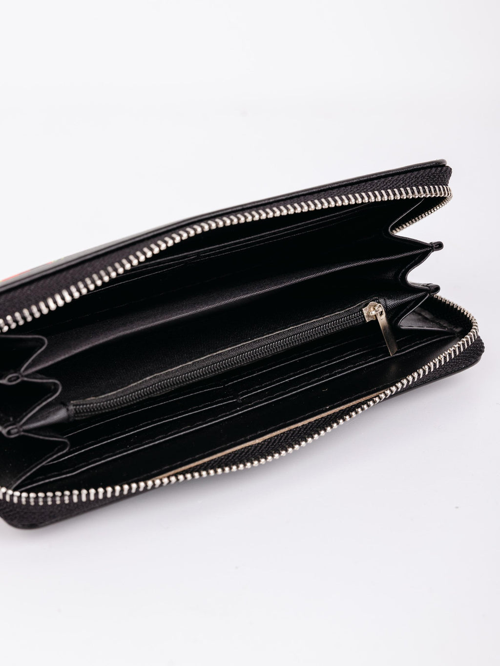 Women's Large Polish Folk Art Zip Around Wallet, Black Lowicz