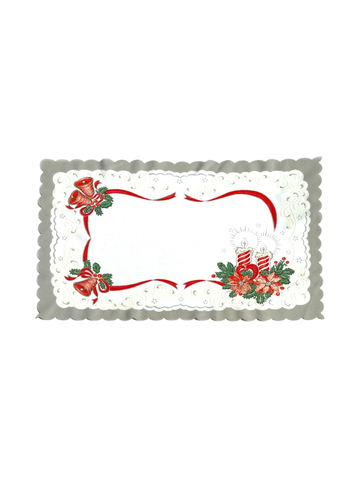 Polish Two-Toned Christmas Table Rectangular Doily 13"x19"