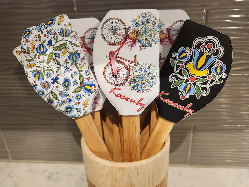 Polish Folk Art Kashubian Non-Scratch Spatula with Wooden Handle