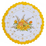Polish Traditional Easter Eggs with Pussy Willows Round Doily 13.5"x13.5"