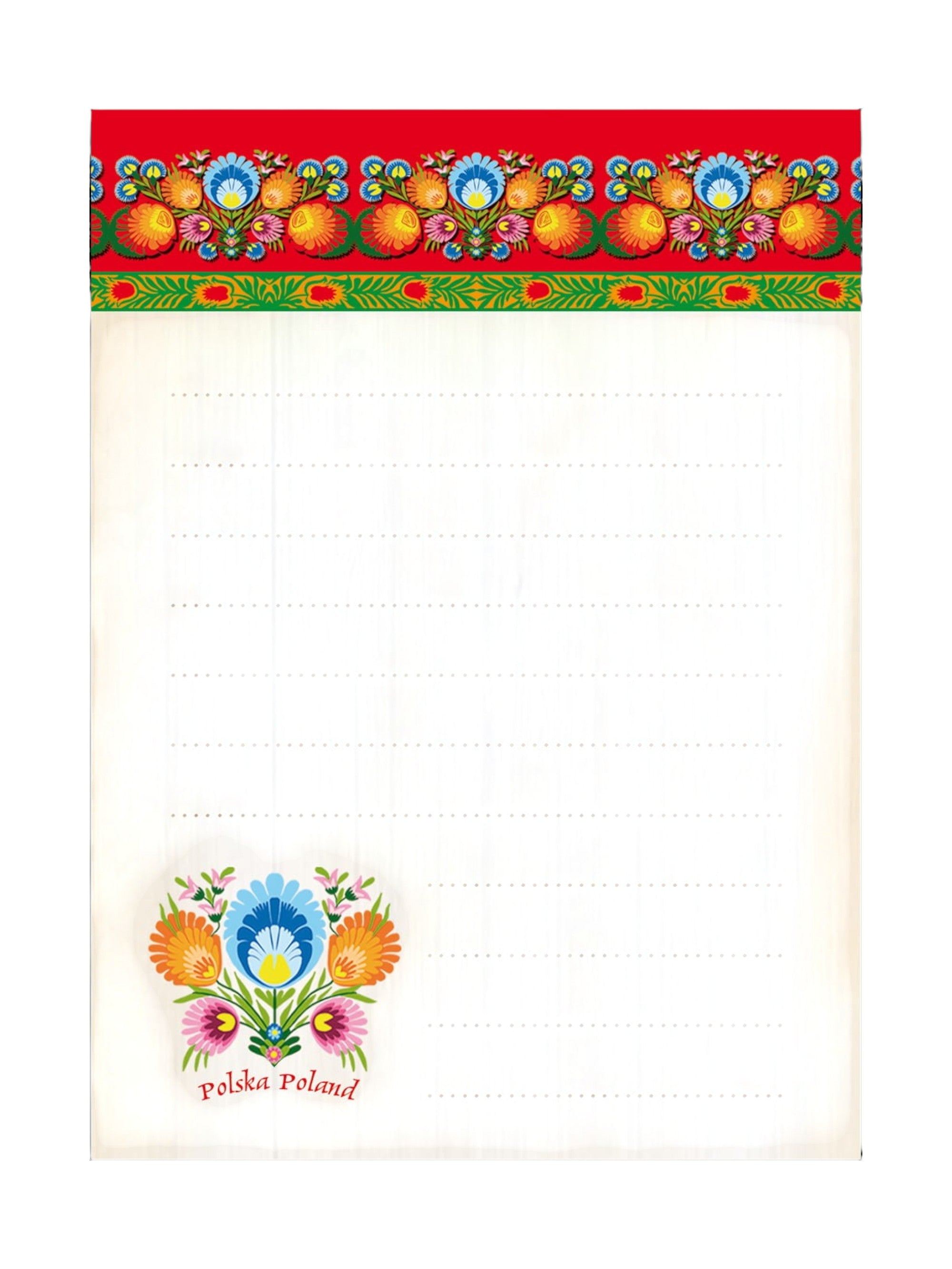 Polish Folk Art Small Magnetic Note Pad, Lowicz Flowers