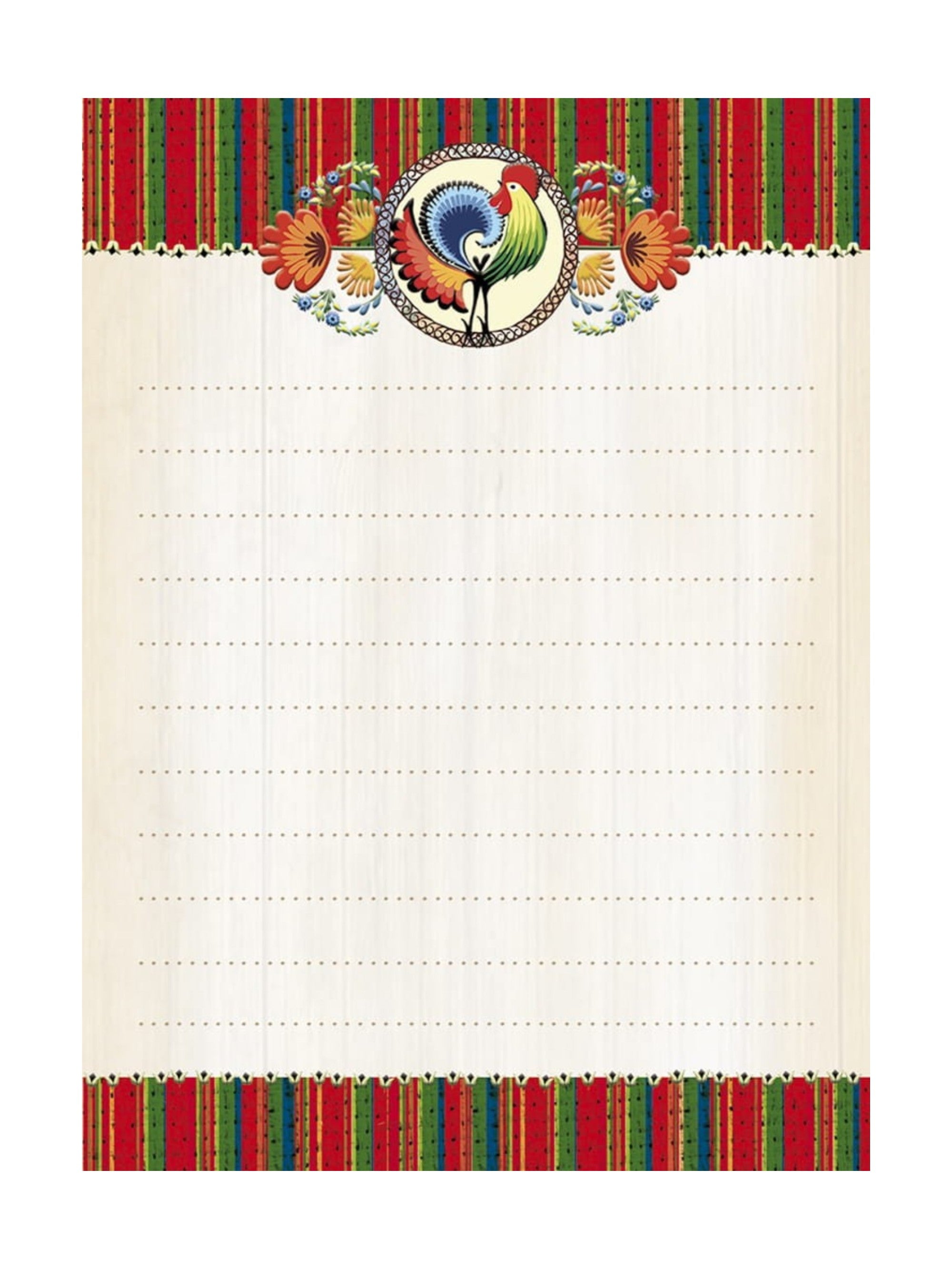 Polish Folk Art Small Magnetic Note Pad, Lowicz Rooster