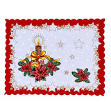 Polish Christmas Ornamental Poinsettia Rectangular Table Doily 13"x 17"