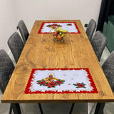 Polish Christmas Ornamental Poinsettia Rectangular Table Doily 13"x 17"