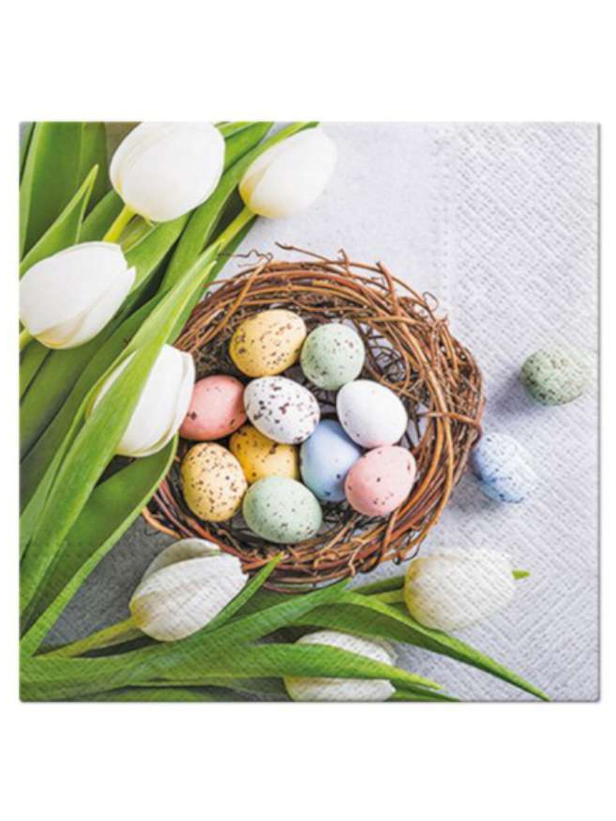 Polish Easter Eggs with Tulips Luncheon Napkins, Set of 20