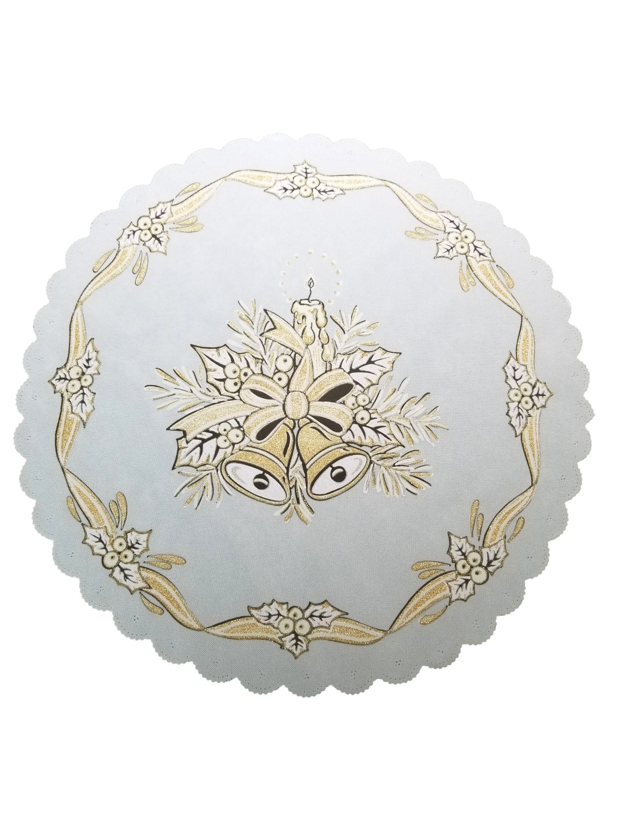 Polish Christmas Round Table Doily 14"x 14" (White)