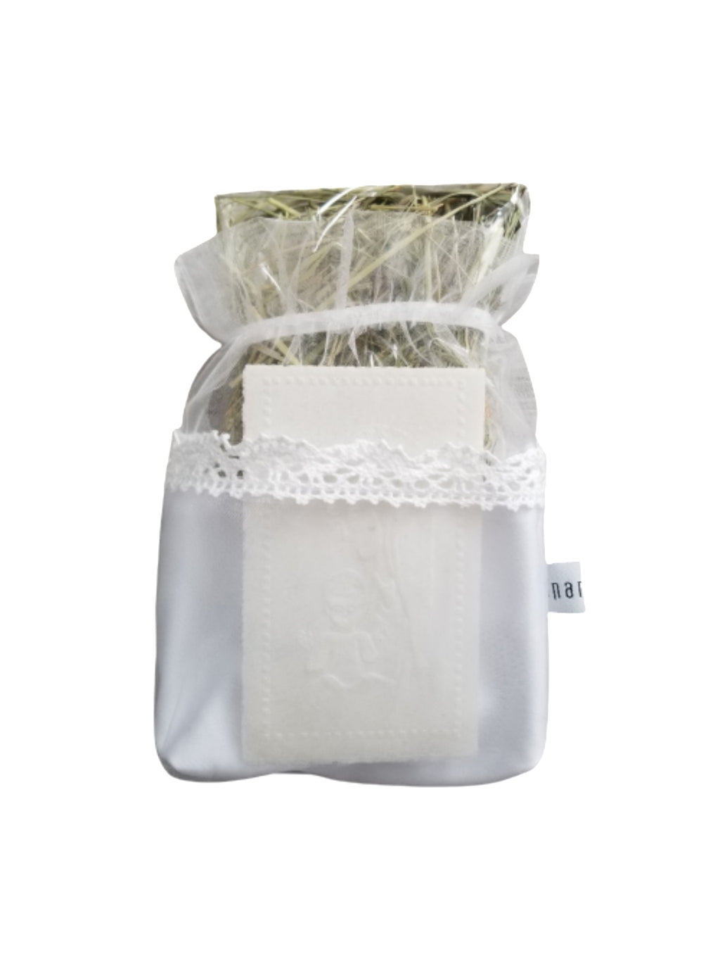Traditional Polish Lace White Pouch Holder with Christmas Wafer & Hay Set