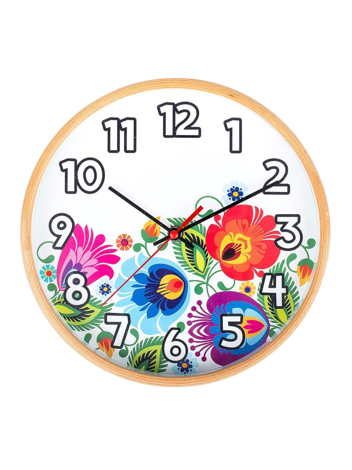 Polish Folk Art Wall Clock - Floral White