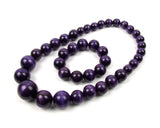 FolkFashion Wooden Bead Necklace and Bracelet Set - Plum Purple - Taste of Poland
 - 1