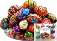 Polish Easter Handpainted Wooden Eggs (Pisanki), Set of 12 in Protective Box