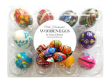 Polish Easter Handpainted Wooden Eggs (Pisanki), Set of 12 in Protective Box
