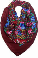 Traditional Polish Folk Head Scarf - Maroon - Taste of Poland
 - 1