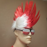 Men's Universal White and Red Mohawk Wig for Sport's Fan
