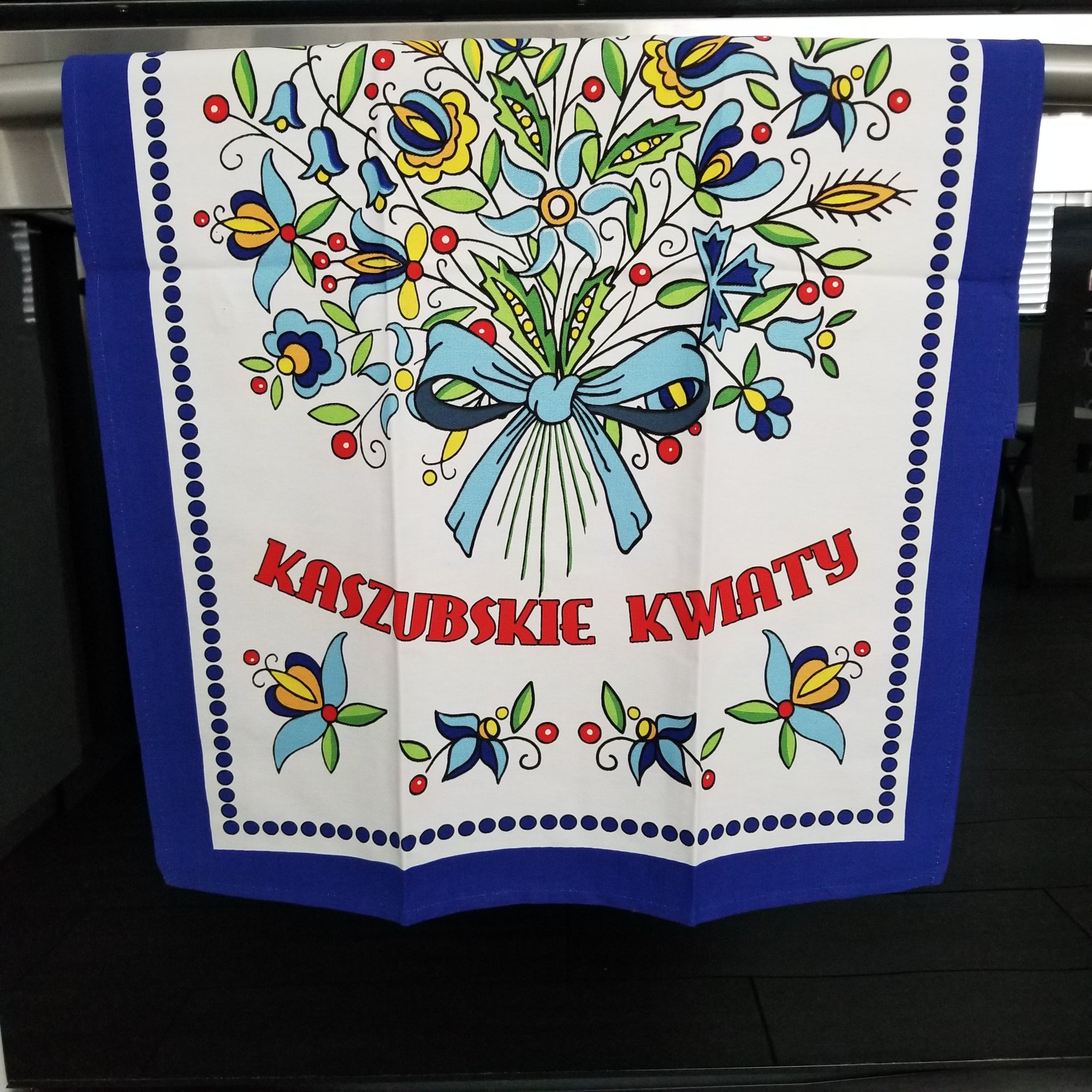 Polish Folk Art Kashubian Flowers Bukey Kitchen Towel