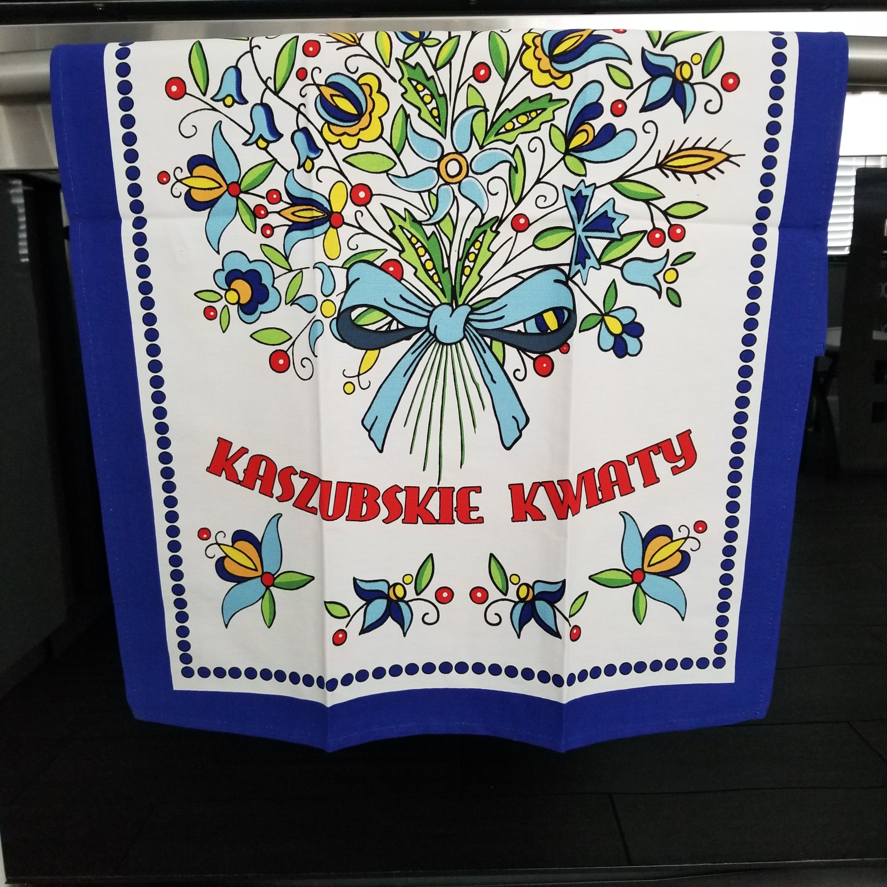 Polish Folk Art Kashubian Flowers Bukey Kitchen Towel