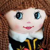 Large 16" Soft Plush Polish Folk Doll in Kashubian Costume, Brunette in Red Skirt
