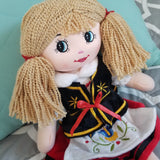 Large 16" Soft Plush Polish Folk Doll in Kashubian Costume, Blond in Red Skirt