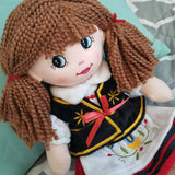 Large 16" Soft Plush Polish Folk Doll in Kashubian Costume, Brunette in Red Skirt