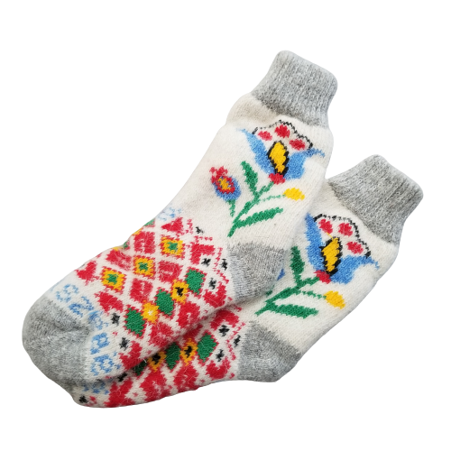 Women Polish Folk Art KASZEBE Wool Socks