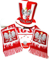 Poland Soccer Fan Accessory Set: Scarf, Hat, Trumpet, Hand - Taste of Poland
 - 1