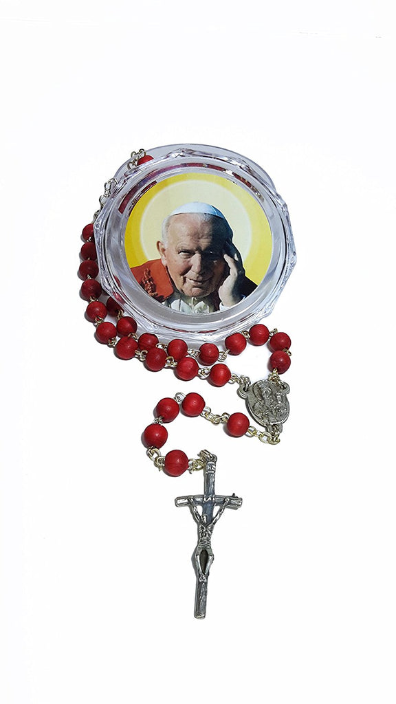 John Paul II Rose Scented Wooden Rosary Prayer Beads