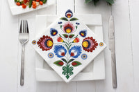 Polish Lowicz Folk Art Luncheon Napkins, Set of 20