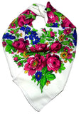 Traditional Polish Folk Head Scarf - Classy Floral Collection - White - Taste of Poland
 - 1
