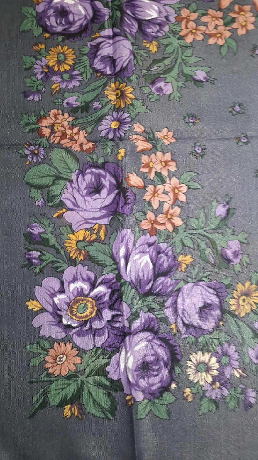 Traditional Polish Folk Head Scarf - Classy Floral Collection - Grey - Taste of Poland
 - 2