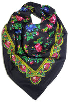 Traditional Polish Folk Head Scarf - Royal Collection - Black - Taste of Poland
 - 1