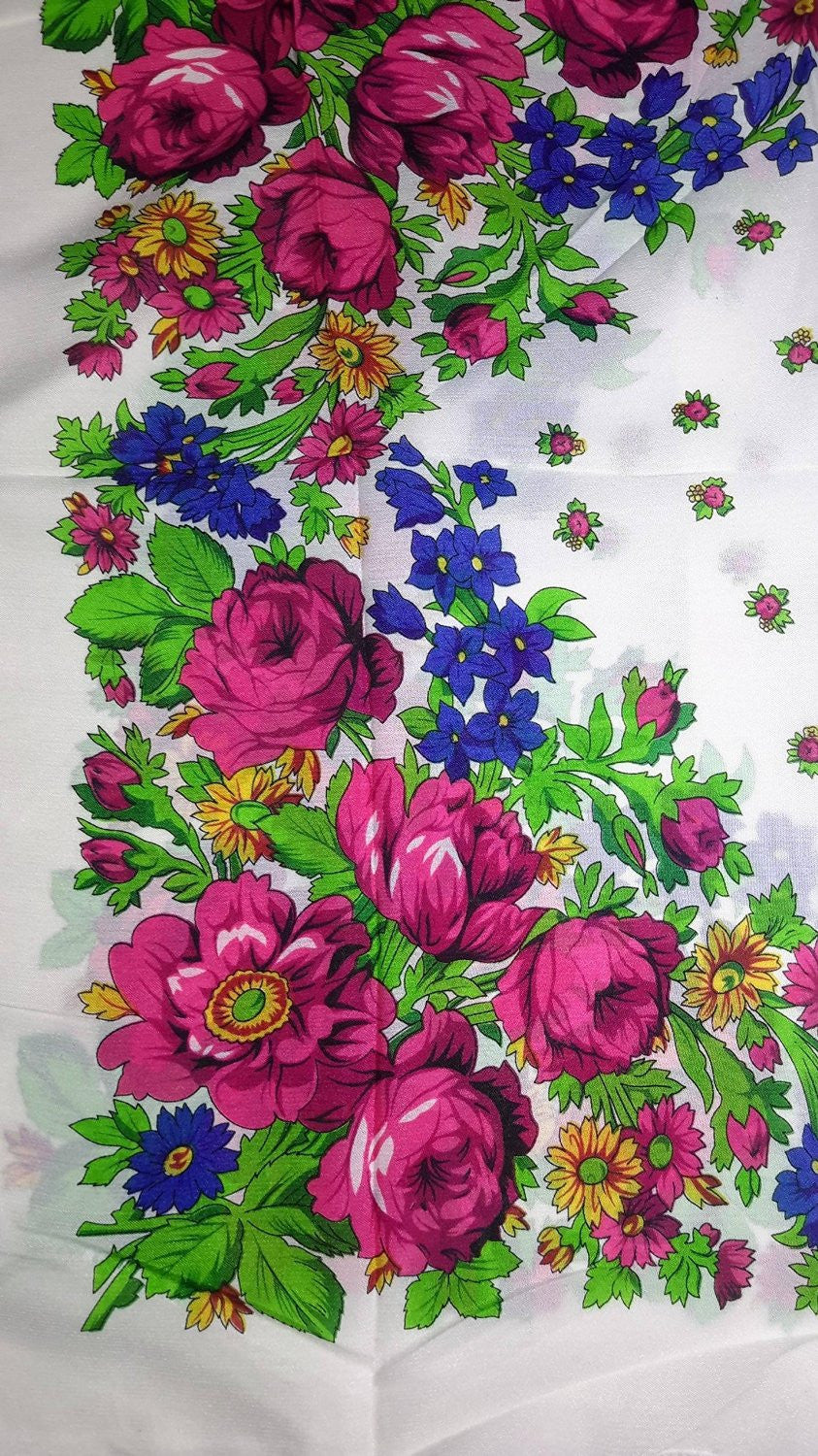 Traditional Polish Folk Head Scarf - Classy Floral Collection - White - Taste of Poland
 - 2