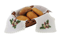 Polish Christmas Mistletoe Flowers Bread Basket Liner Bun Warmer Doily