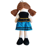 Large 16" Soft Plush Polish Folk Doll in Kashubian Costume, Brunette in Blue Skirt