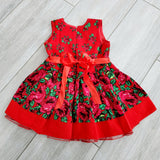 Handmade Baby Girl Toddler Polish Floral Folk Art Dress, Red S (3-4 Years)