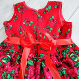 Handmade Baby Girl Toddler Polish Floral Folk Art Dress, Red S (3-4 Years)