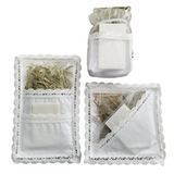 Traditional Polish Lace White Square Pillow Holder with Christmas Wafer & Hay Set