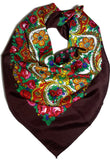 Traditional Paisley Folk Head Scarf - Brown - Taste of Poland
 - 1