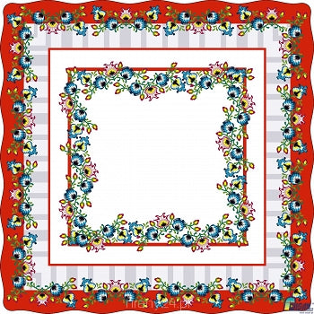 Polish Red Folk Art Table Square Linen Topper 30" x 30"