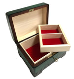Polish Folk Floral Wooden Box with Brass Inlays and Key, 7"x 5.5"