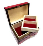 Polish Folk Floral Wooden Box with Brass Inlays and Key, 7"x 5.5"