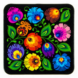 Polish Folk Cork Coasters, Set of 6 (Black Lowicz Folk)
