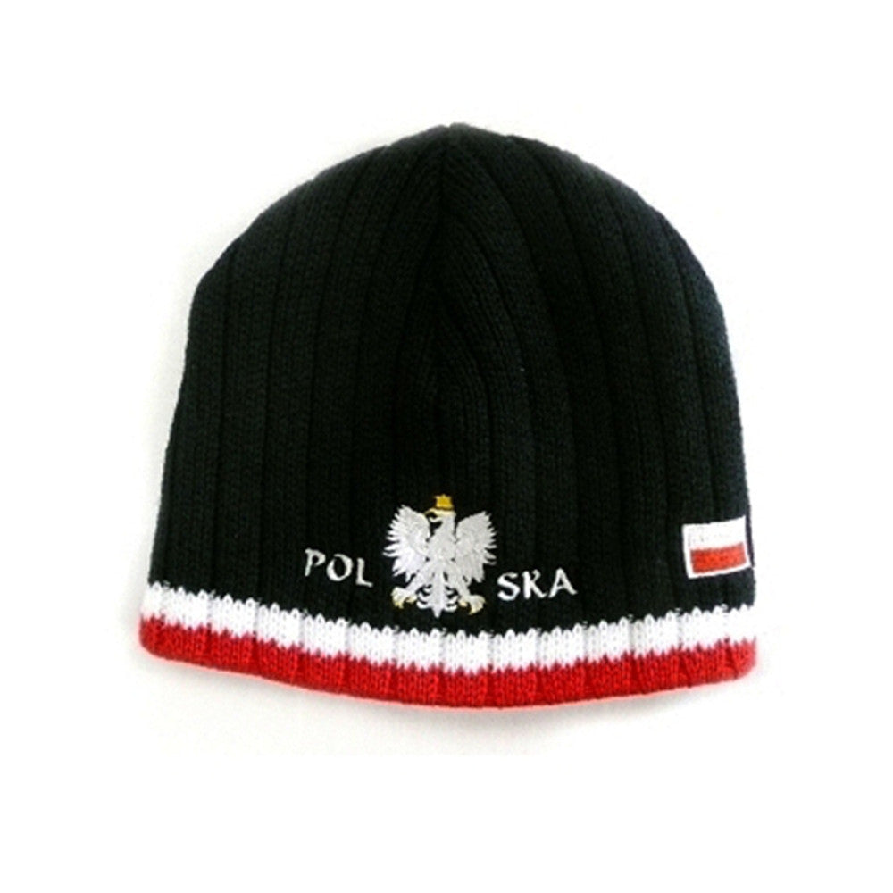 Knitted Polska Winter Hat with White Eagle & Flag - Taste of Poland
 - 2