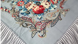 Traditional Polish Folk Shawl with Fringes - Exclusive Russian Collection - Grey