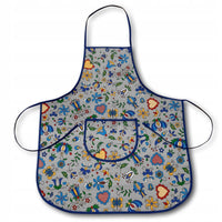 Polish Folk Art Kashubian Kitchen Apron Grey