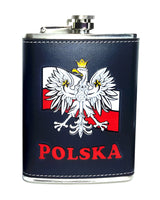 Black Polska Poland Eagle on Flag Flask 8oz