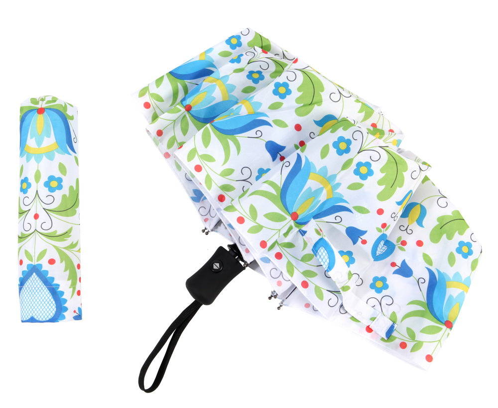 Polish Folk Art Foldable Umbrella - Kashubian