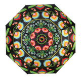 Polish Folk Art Foldable Umbrella - Lowicz Black